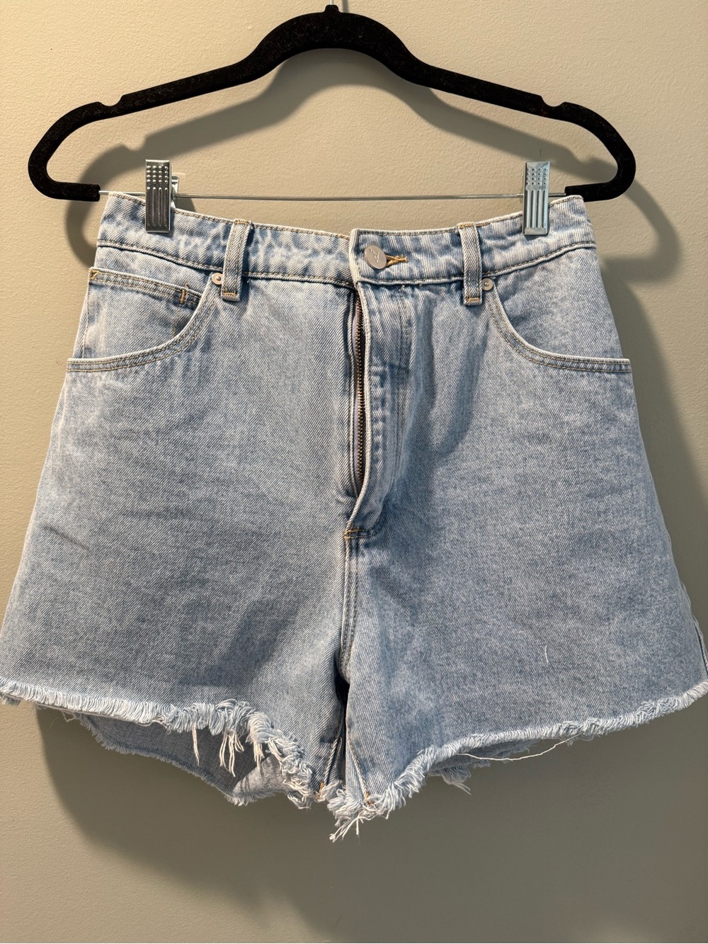 Light Wash Denim Frayed Hem Women’s Shorts